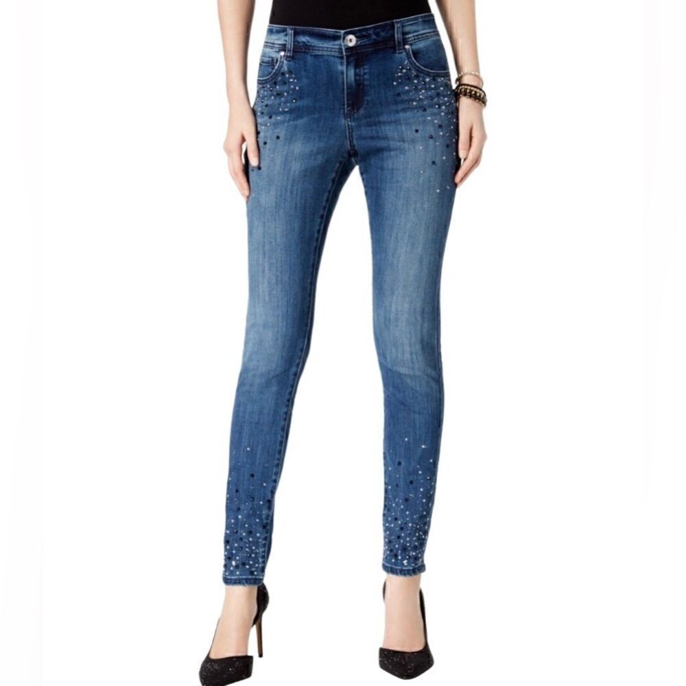 INC International Concepts Regular Fit Skinny Leg Jeans in Blue Wash Women’s 4P